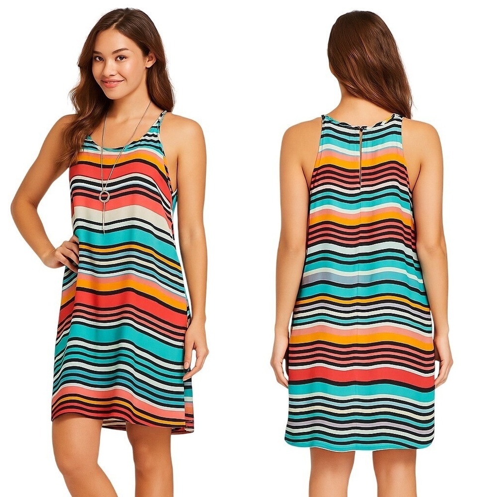 Speechless XS Dress Multicolor Striped Sleeveless Keyhole Casual Vibrant Trendy‎